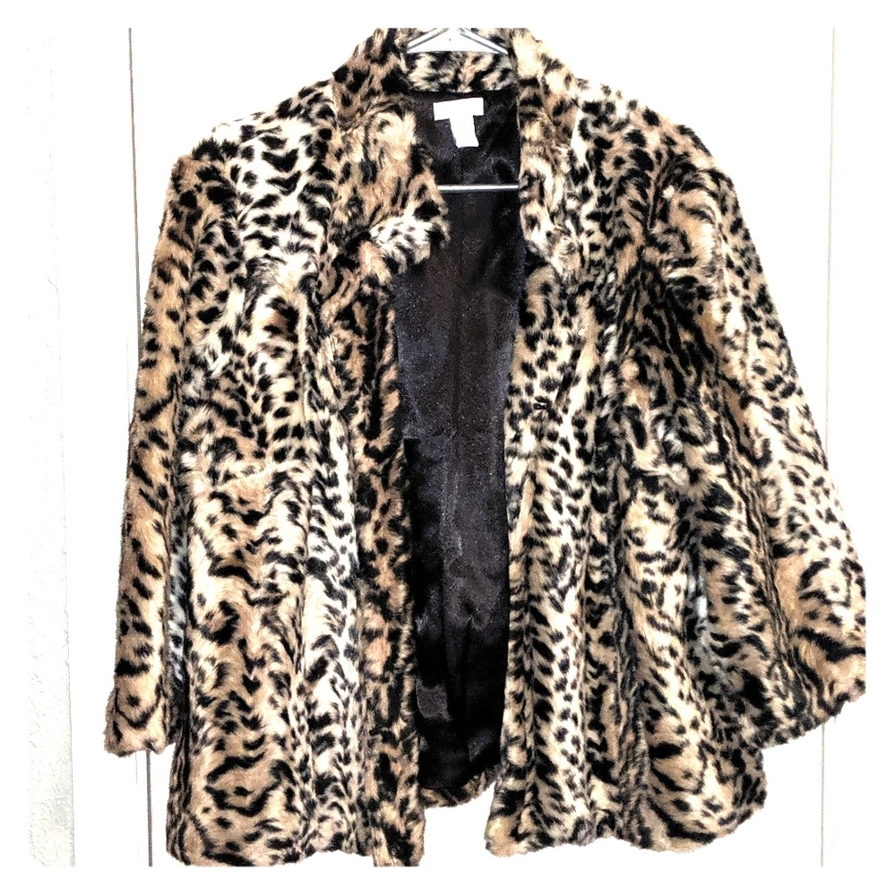 Chico's Animal Print Faux Fur Jacket